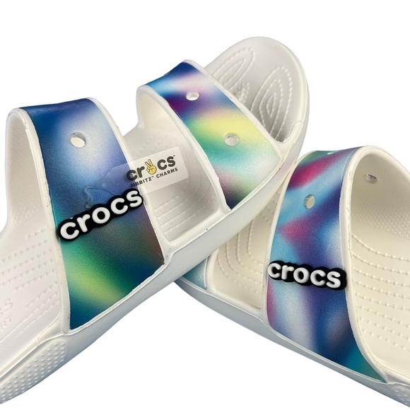Crocs Classic Solarized Sandals Tie Dye Double Straps Slip On Size M10 W12 - Picture 8 of 12